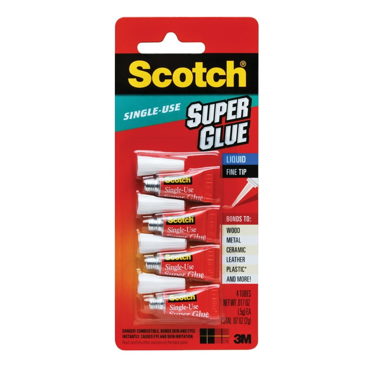 Scotch Super Glue Liquid - 0.05 grams Single-Use Tubes - 0.02 oz - 4 / Pack - Clear Scotch Super Glue Liquid - 0.05 grams Single-Use Tubes - 0.02 oz - 4 / Pack - Clear