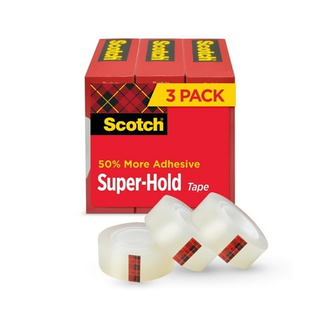 Scotch Super Hold Tape, Clear, 3/4 in x 800 in per Roll, 3 Rolls