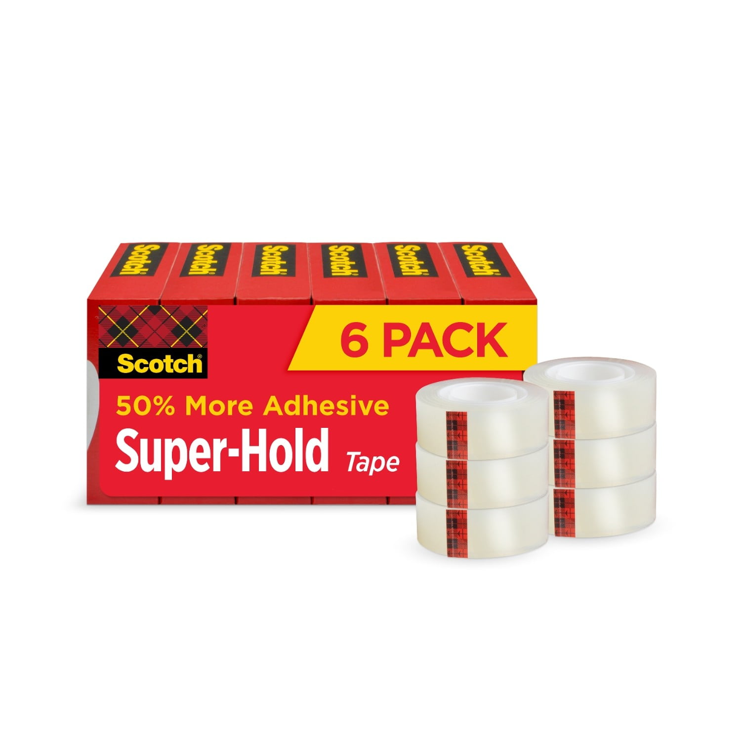 Scotch Super-Hold Tape, Clear, 3/4 in. x 800 in. per Roll, 6 Rolls