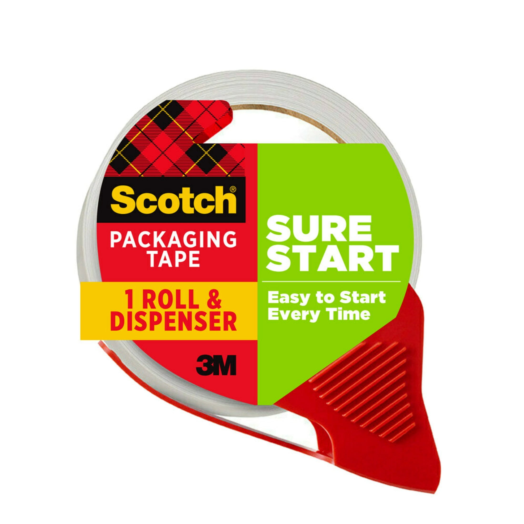Scotch Sure Start Packaging Tape Dispenser, Clear 1.88 in. x 38.2 yd., 1 Total