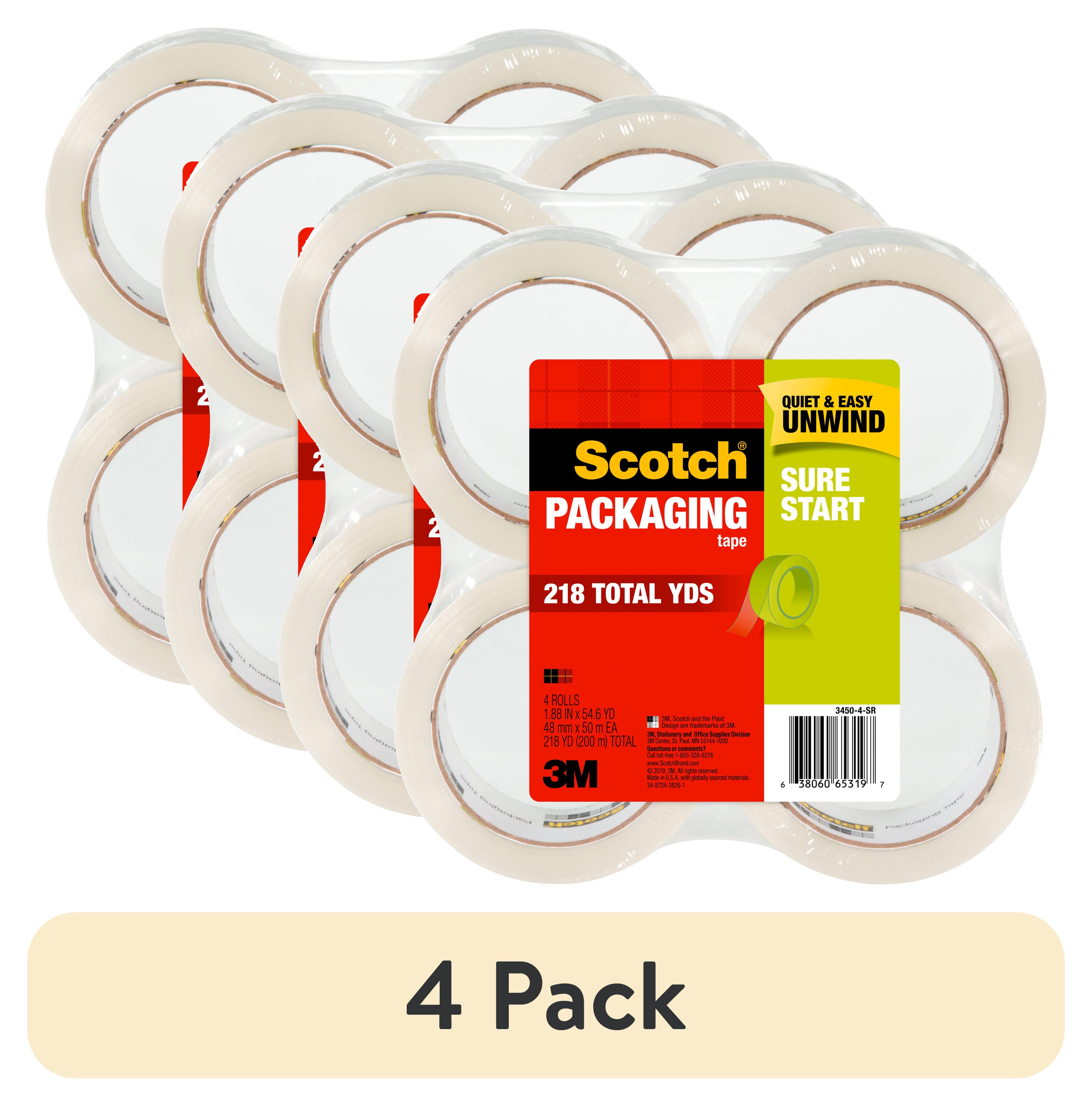 (4 pack) Scotch Sure Start Packing Tape, Clear, 1.88 in. x 54.6 yd., 4