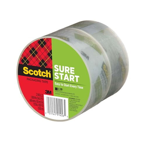 Scotch Sure Start Shipping Packaging Tape 3450-2 1.88 in x 54.6 yd