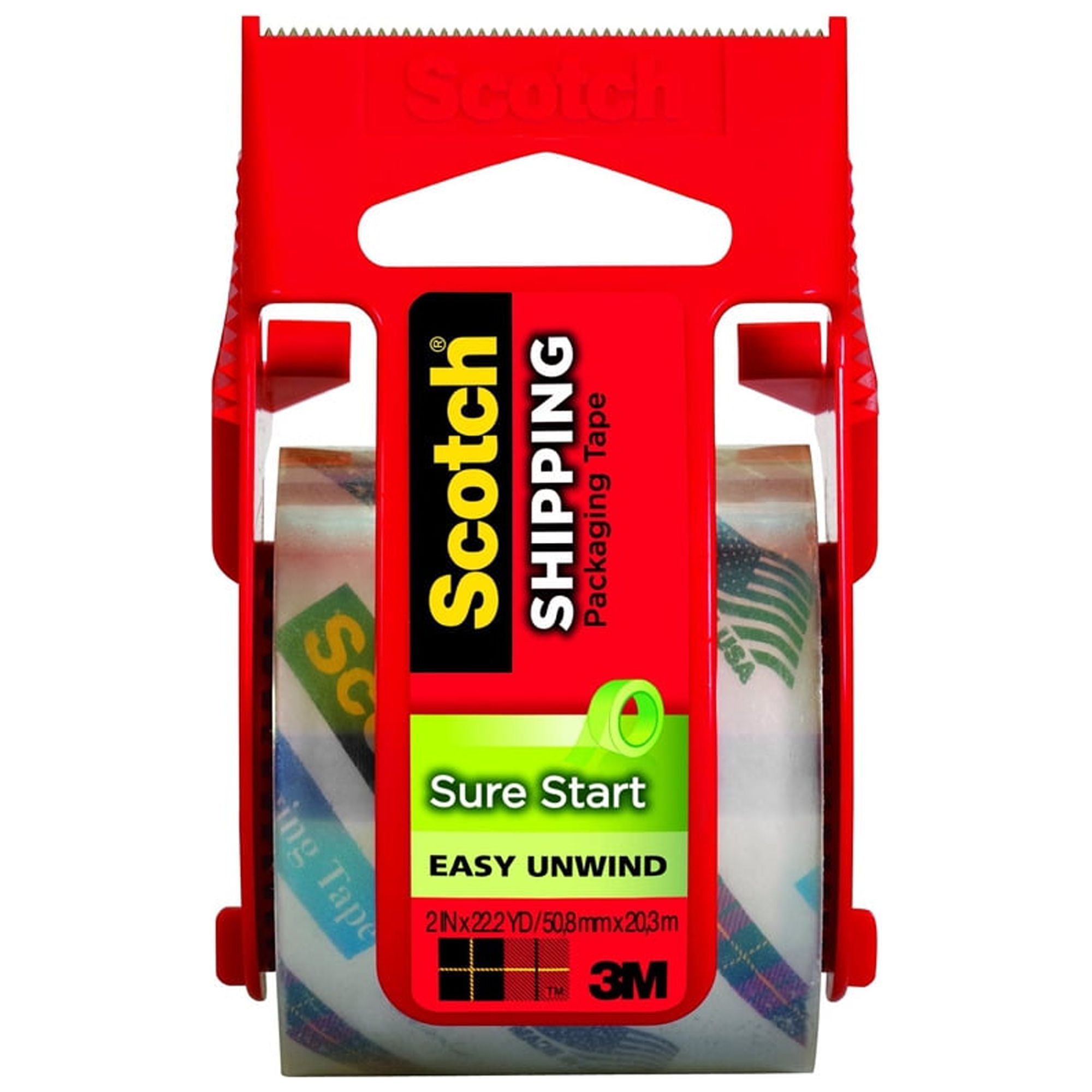 Scotch Sure Start Shipping Tape with Dispenser, 1.88 in. x 900 in., Clear (Pack of 4)