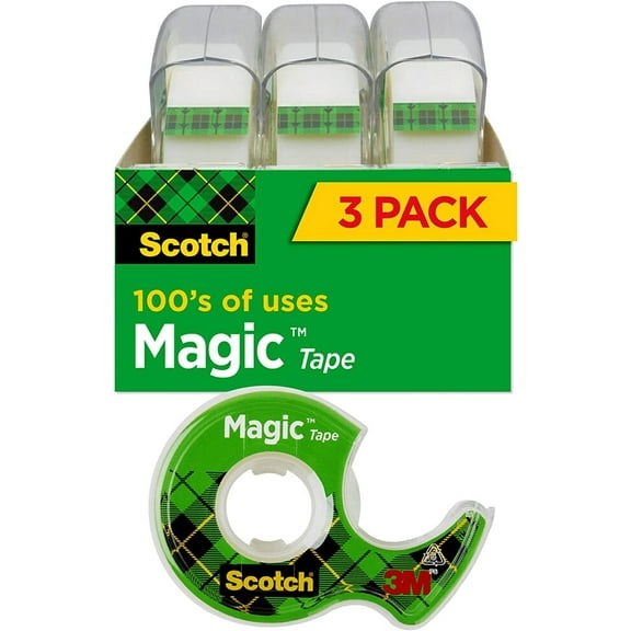 Scotch Magic Tape, 3 Rolls, Great for Gift Wrapping, Numerous Applications, Invisible, Engineered for Repairing, 3/4 x 300 Inches 3105