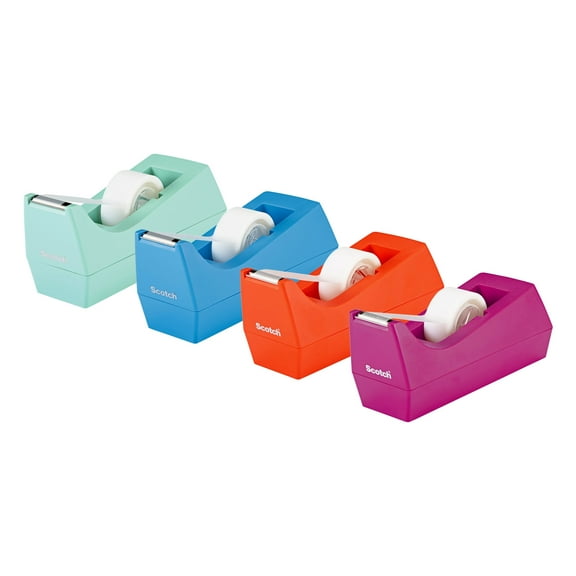 Scotch Tape Dispenser , 1 Dispenser with 1 Roll/Pack, Mixed Case of Assorted colors