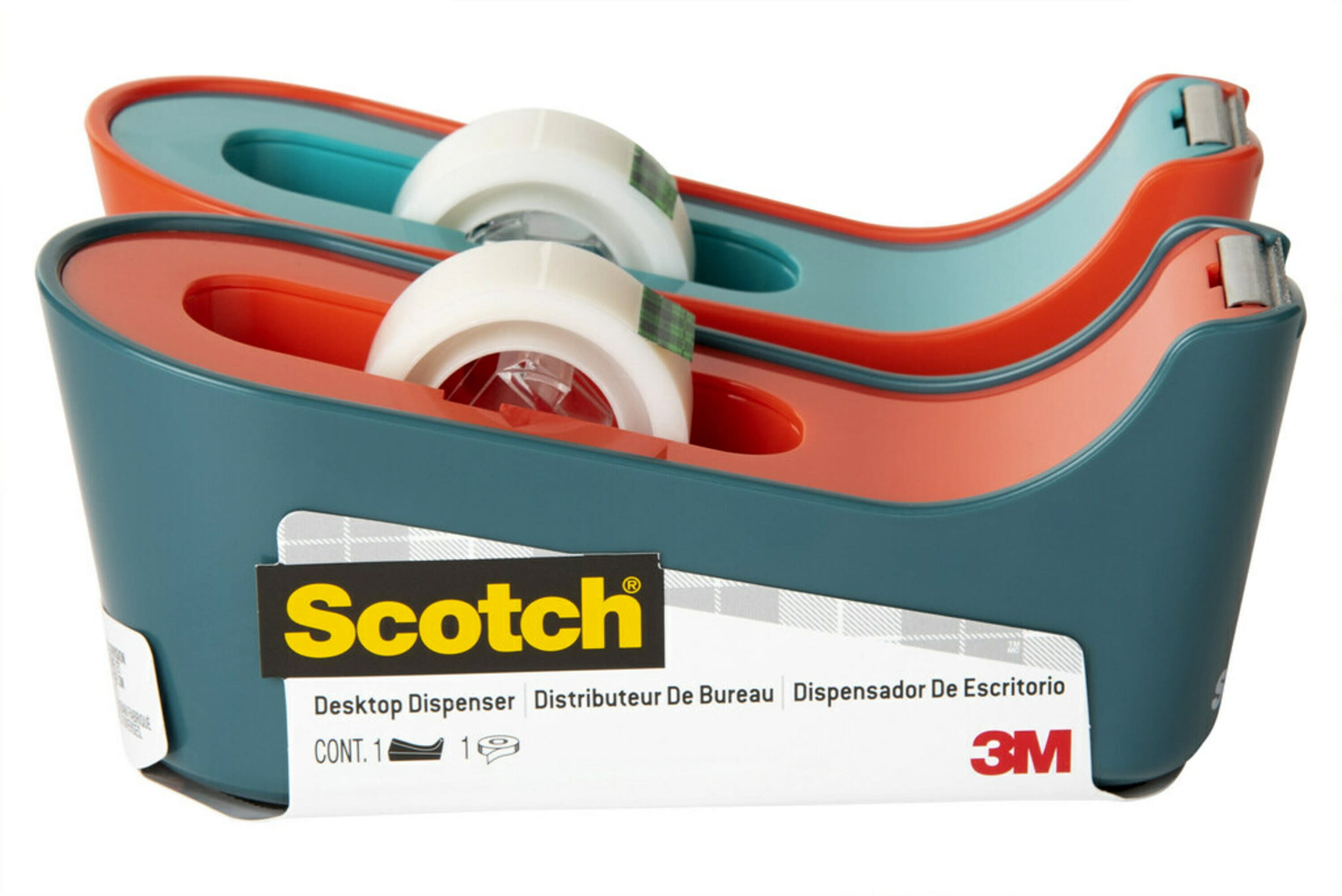 Scotch Tape Dispensers, Assorted Colors, Includes Tape 3/4"x 350"