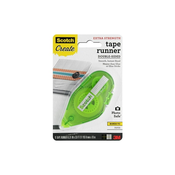 Scotch Tape Runner Double Sided Adhesive Extra Strength 33'