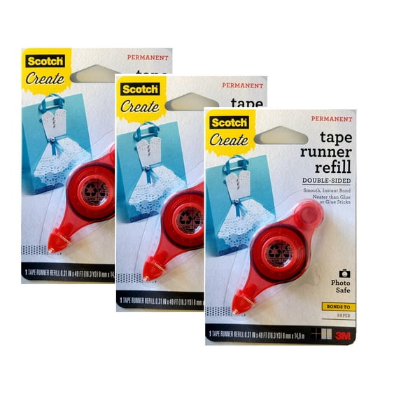 Scotch Tape Runner Refill.31 in x 16.3 yd (055-R-CFT), Pack of 3
