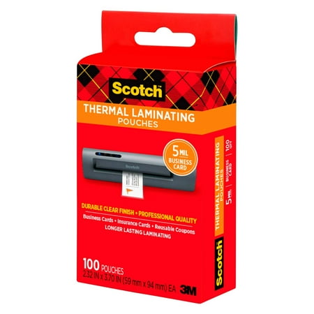 Scotch™ TP5851-100 Thermal Laminating Pouches, Business Card, 2 5/16" x 3 7/10", Pack Of 100