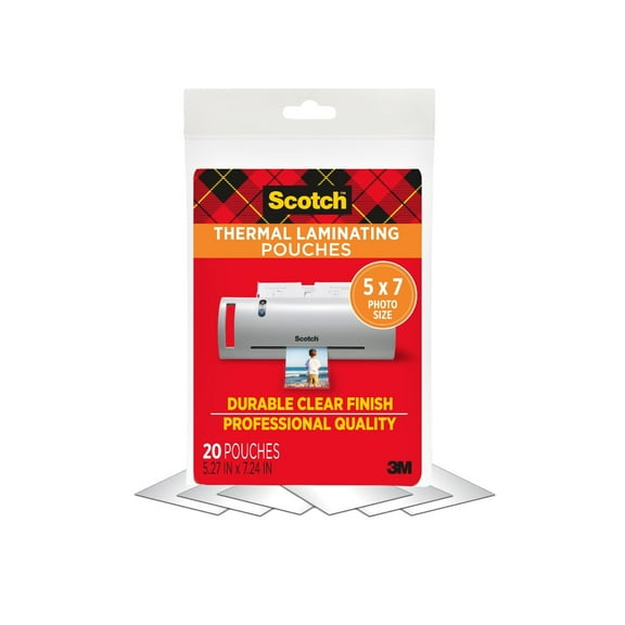 Scotch Thermal Laminating Pouch, 20 Count, 5" x 7", 5 Mil