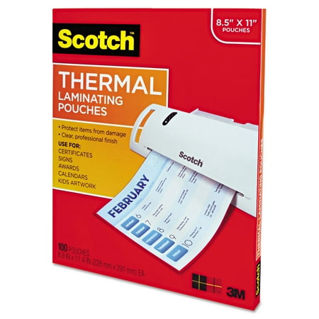 Scotch Thermal Laminating Pouches, 100 Count, 8.5" x 11", 3 mil Thick