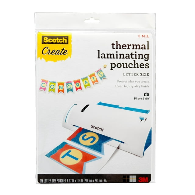 Scotch Thermal Laminating Pouches, 15 Count, 8.5" x 11", 3 Mil