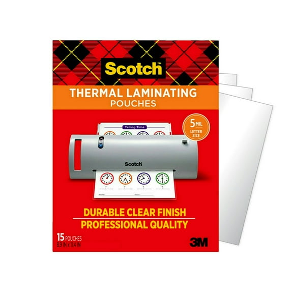 Scotch Thermal Laminating Pouches, 15 Count, 8.5" x 11", 5 Mil