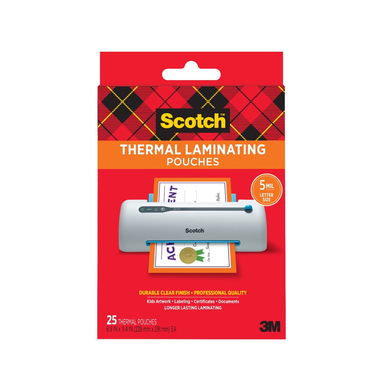 Scotch Thermal Laminating Pouches, 25 Count, 8.5"x 11", 5 Mil Thick
