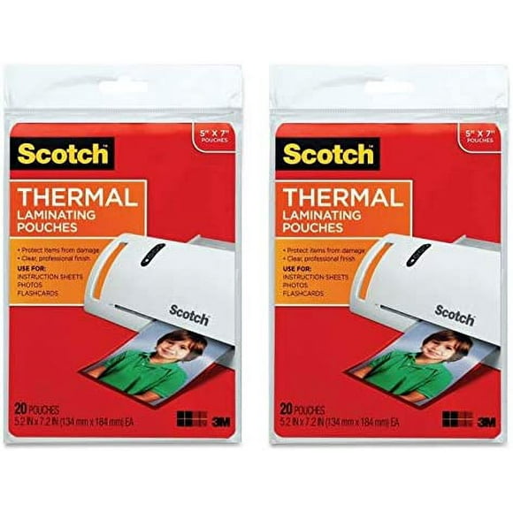 Scotch Thermal Laminating Pouches, 5 Inches x 7 Inches, 20 Pouches (TP5903-20) (2Pack)