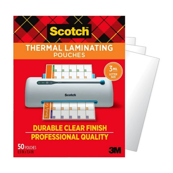 Scotch Thermal Laminating Pouches, 50 Count, 8.5in x 11in, 3 mil Thick