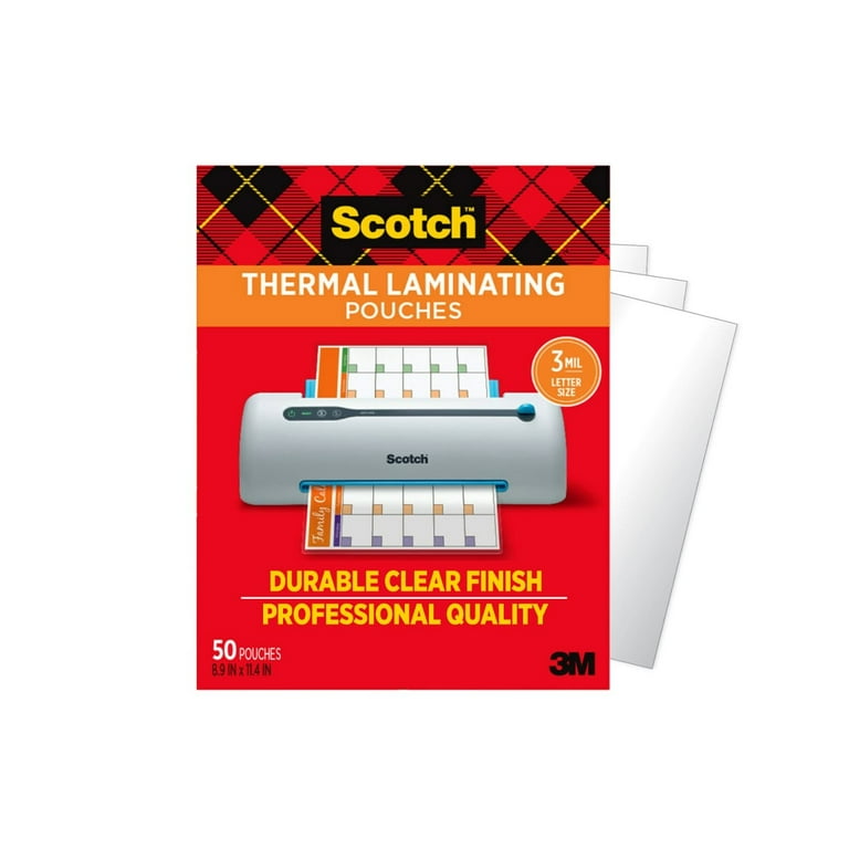 Scotch Brand Thermal Laminating Pouches, Clear, Fits Letter