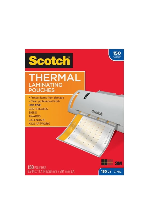 Thermal Laminating Pouches, 8.5"x 11", Letter Size, 3 Mil Thick, 150 Count