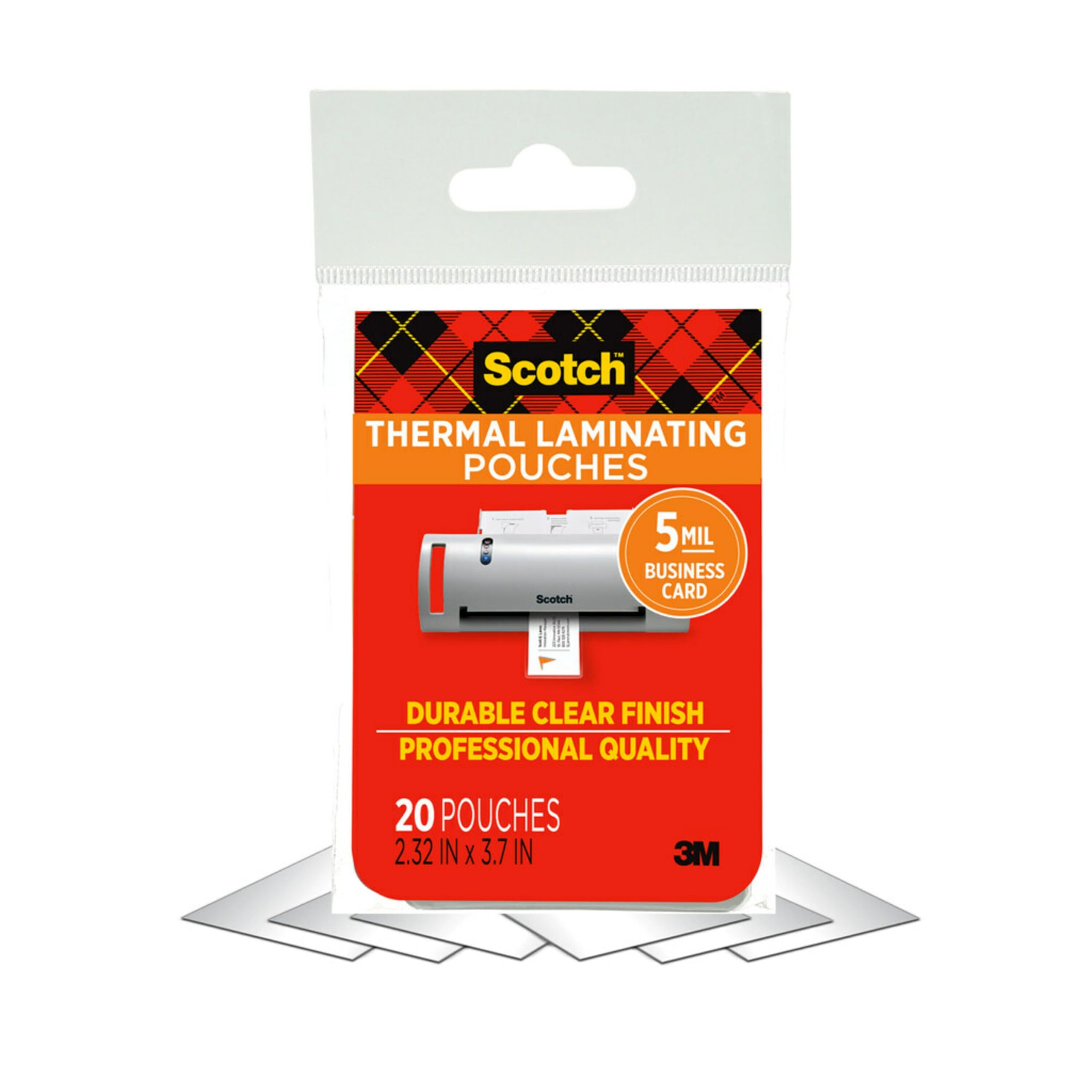 Scotch Thermal Laminating Pouches, Clear, Fits Business Card Size (2.3