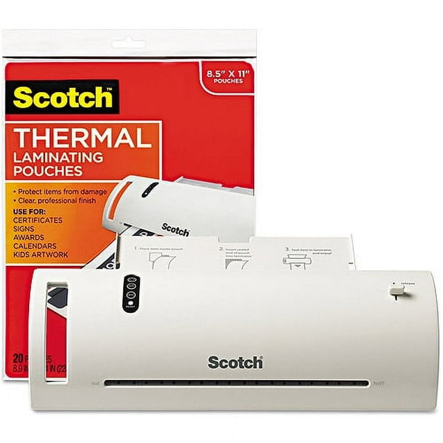 Scotch Thermal Laminator TL902, 1 thermal laminator, 2 starter pouches