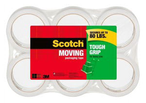 Scotch Tough Grip Moving Packaging Tape 3500-40-6, 1.88 in x 43.7 yd (48 mm x 40 m)