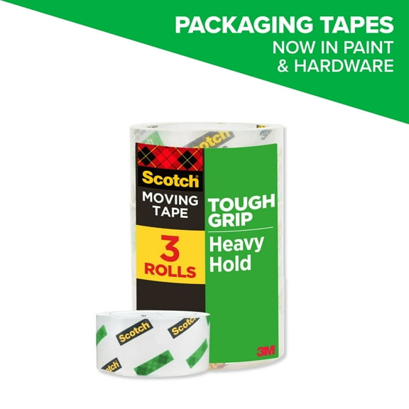 Scotch Tough Grip Packaging Tape, Clear, 1.88in x 65.6yds 3 Rolls