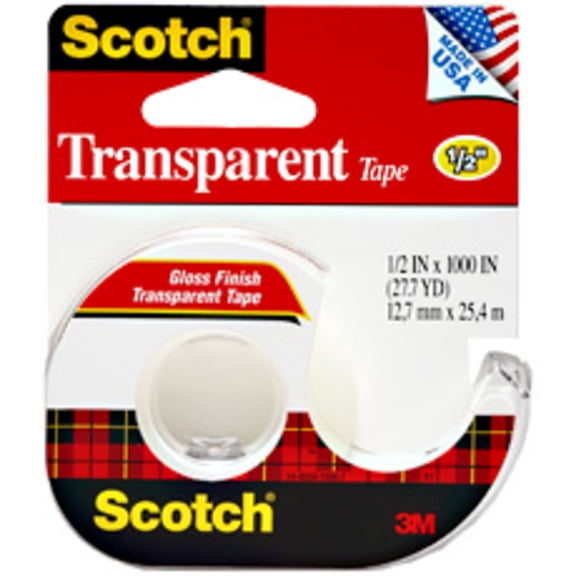 Scotch Transparent Tape 174, 1/2 in x 1000 in