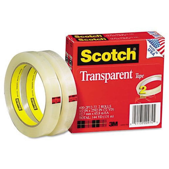 Scotch Transparent Tape 2/Pkg.5X2592