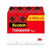 Scotch Transparent Tape, 3/4 in. x 1000 in., 4 Rolls