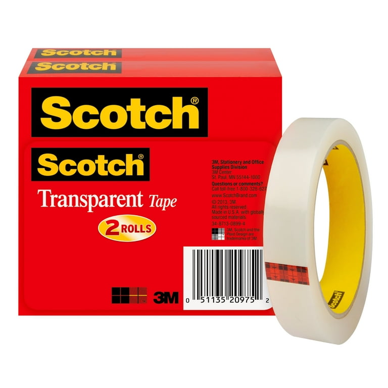 Scotch Transparent Tape, 3/4 in. x 2592 in., 2 Rolls