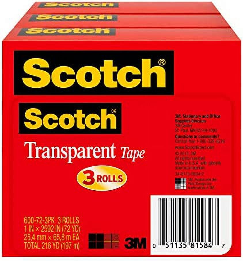  Scotch Premium Transparent Film Tape, Clear, 1/2 Inch