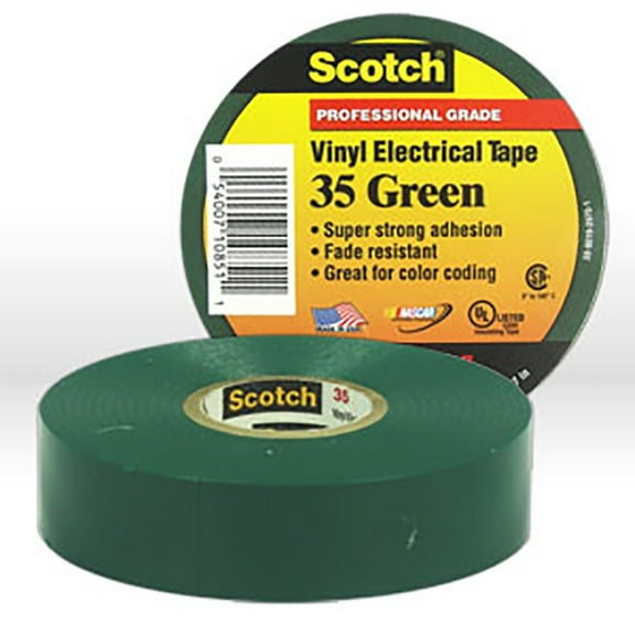 Scotch Vinyl Electrical Color Coding Tapes 35 - 35 3/4x66 green vinyl color coding tape