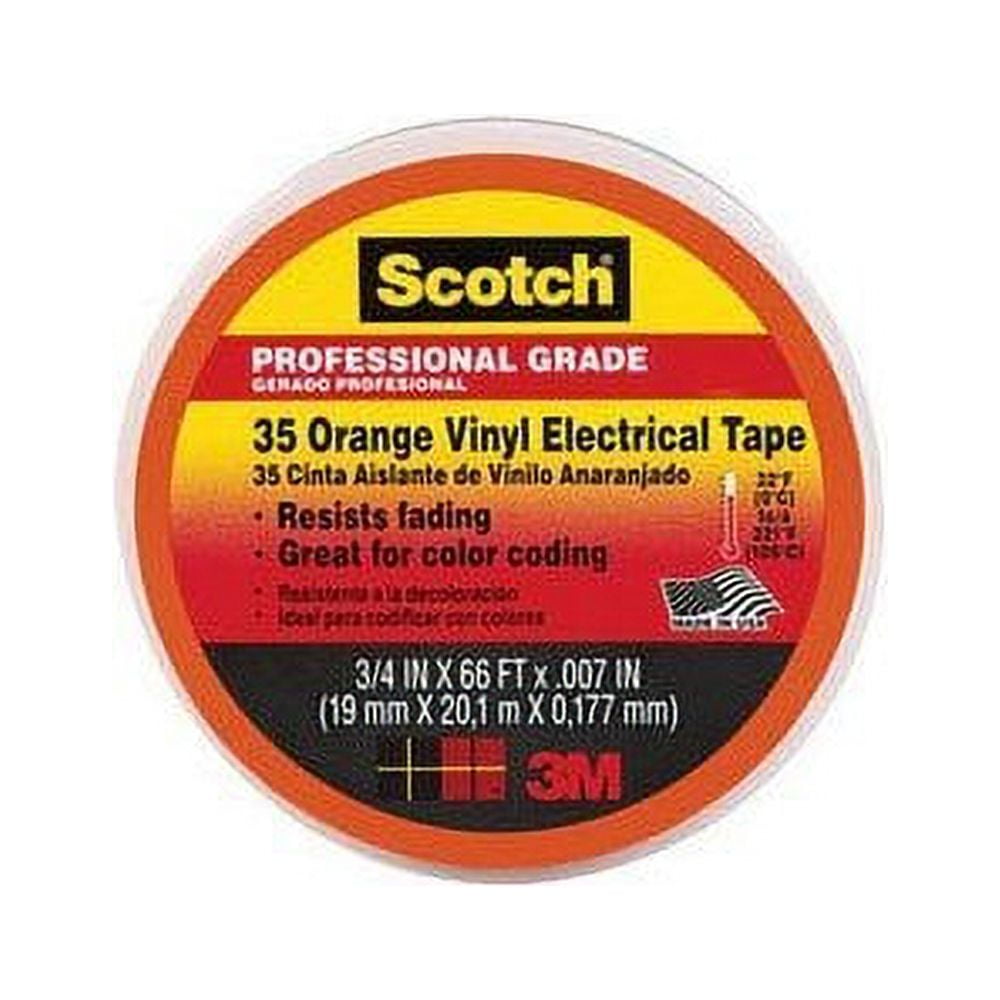 Scotch Vinyl Electrical Tape 3/4 " X 66 ' 18 C Orange