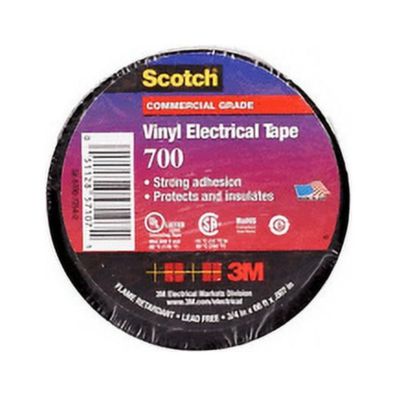Scotch Vinyl Electrical Tape 700, 2 in x 20 ft, Black