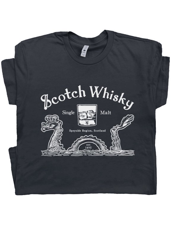 Scotch Whisky T Shirt Loch Ness Monster Shirt for Men Women Vintage Bar Pub Scotland Bourbon Whiskey Graphic Logo Absinthe Tee