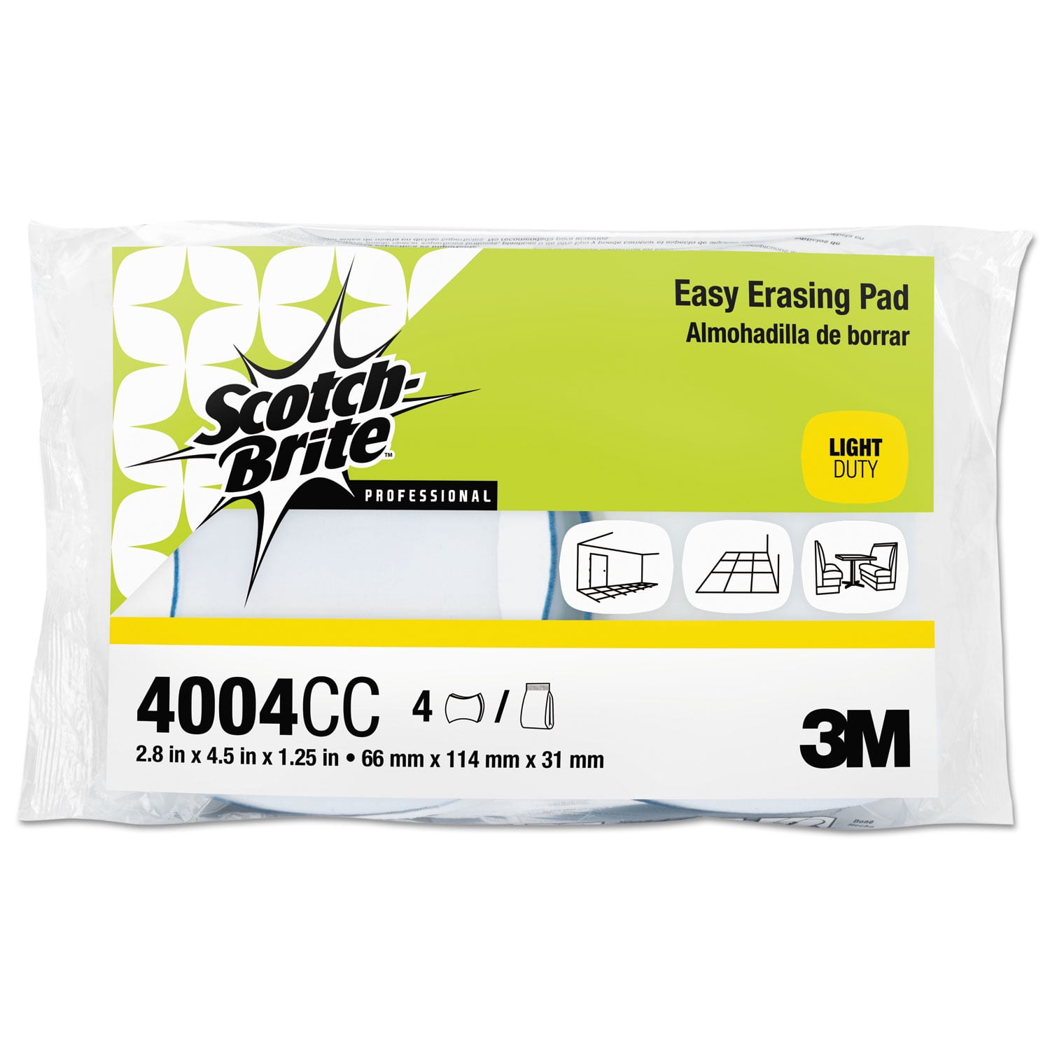 Scotch-brite™ Professional Easy Erasing Pad 4004, 2 4/5 X 4 1/2 X 1 1/5, Blue/white, 4 Per Pack