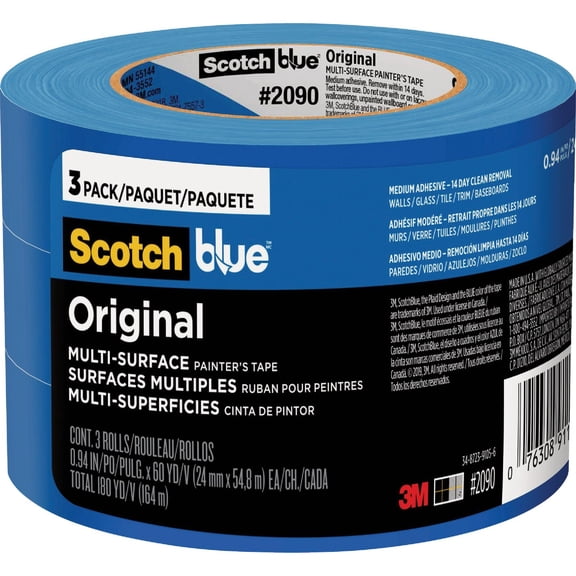 ScotchBlue Original Multi-Surface Painters Tape, 0.94 inch x 60 Yard, 3 Rolls