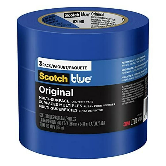 Scotch Blue Original Multi-Surface Painter's Tape - 3 Rolls, 1.41 In x 60 Yds, Blue