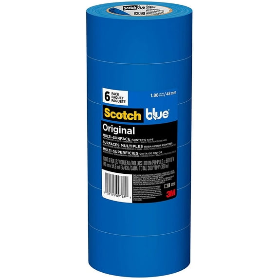 ScotchBlue Original Multi-Surface Painters Tape, 2090, 1.88 inch x 60 yard, 6 Rolls