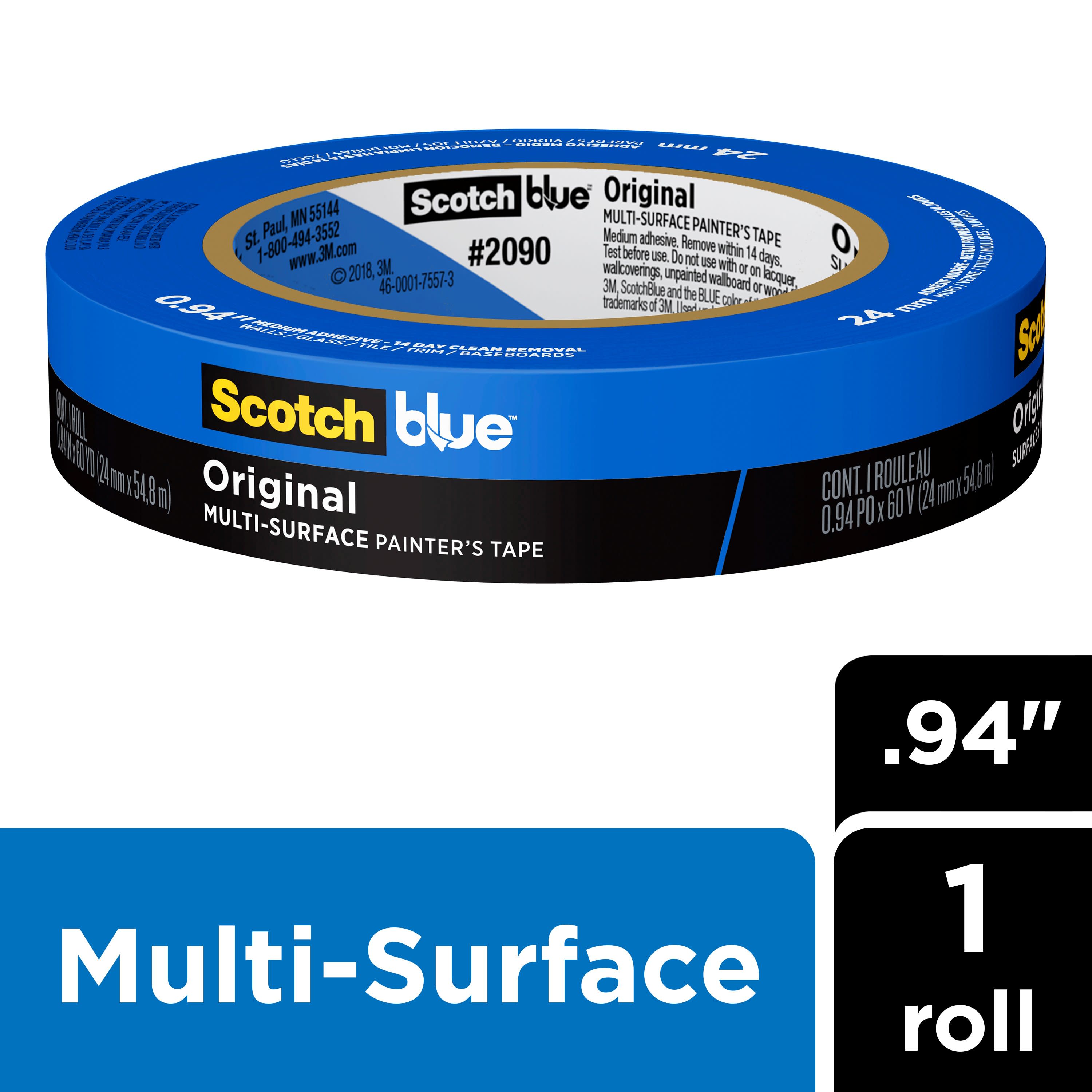 ScotchBlue Original Multi-Surface Painters Tape, Blue, 0.94 inches x 60 yards, 1 Roll - image 1 of 23