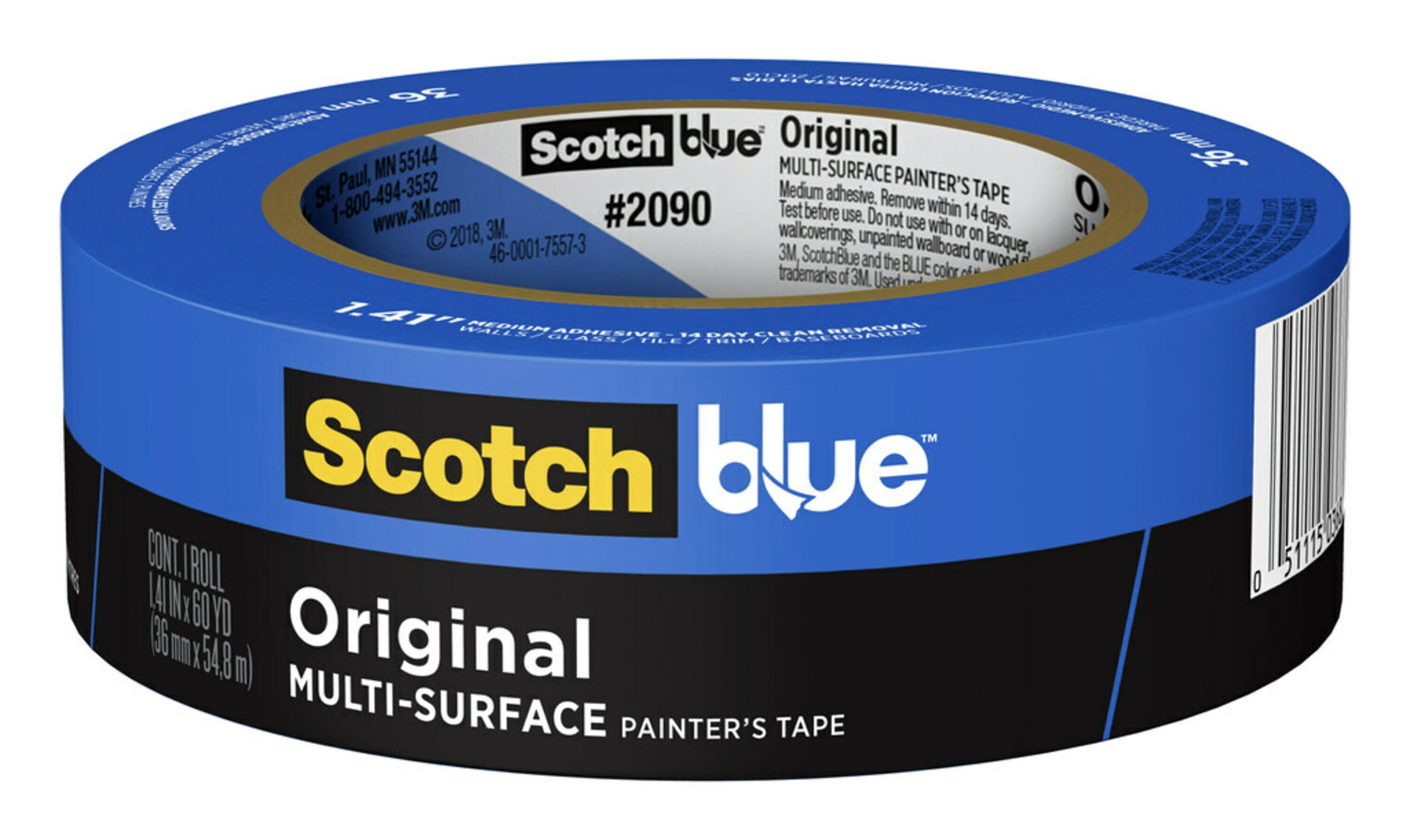 Blue Masking Tape, Easy Release, 2 Inch Wide - 5 Roll Value Pack