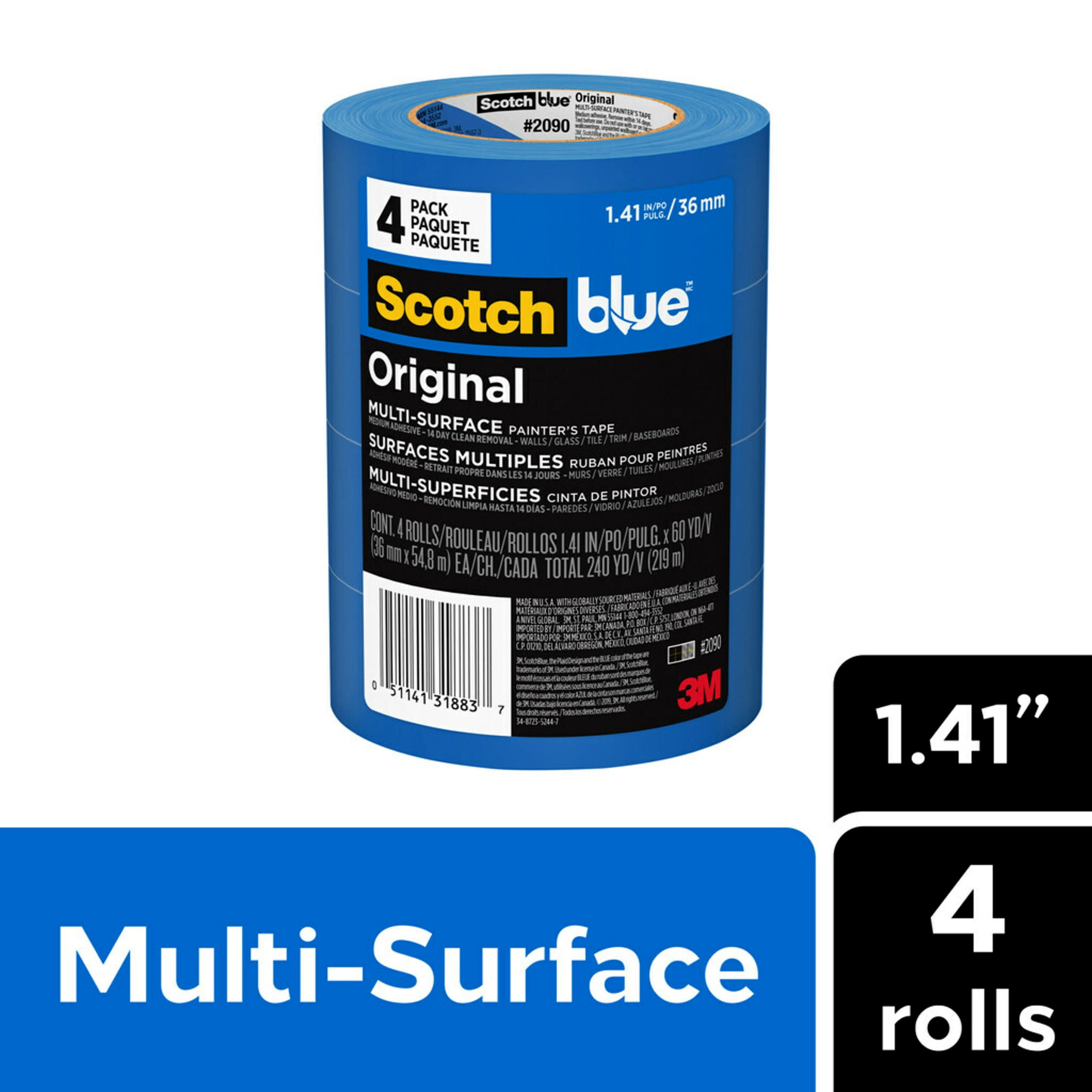 ScotchBlue Original Multi-Surface 4-Pack 1.41-in x 60 Yard(s