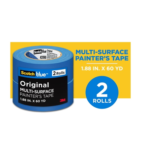 ScotchBlue Original Painter's Tape, Blue, 1.88 in x 60 yd, 2 Rolls