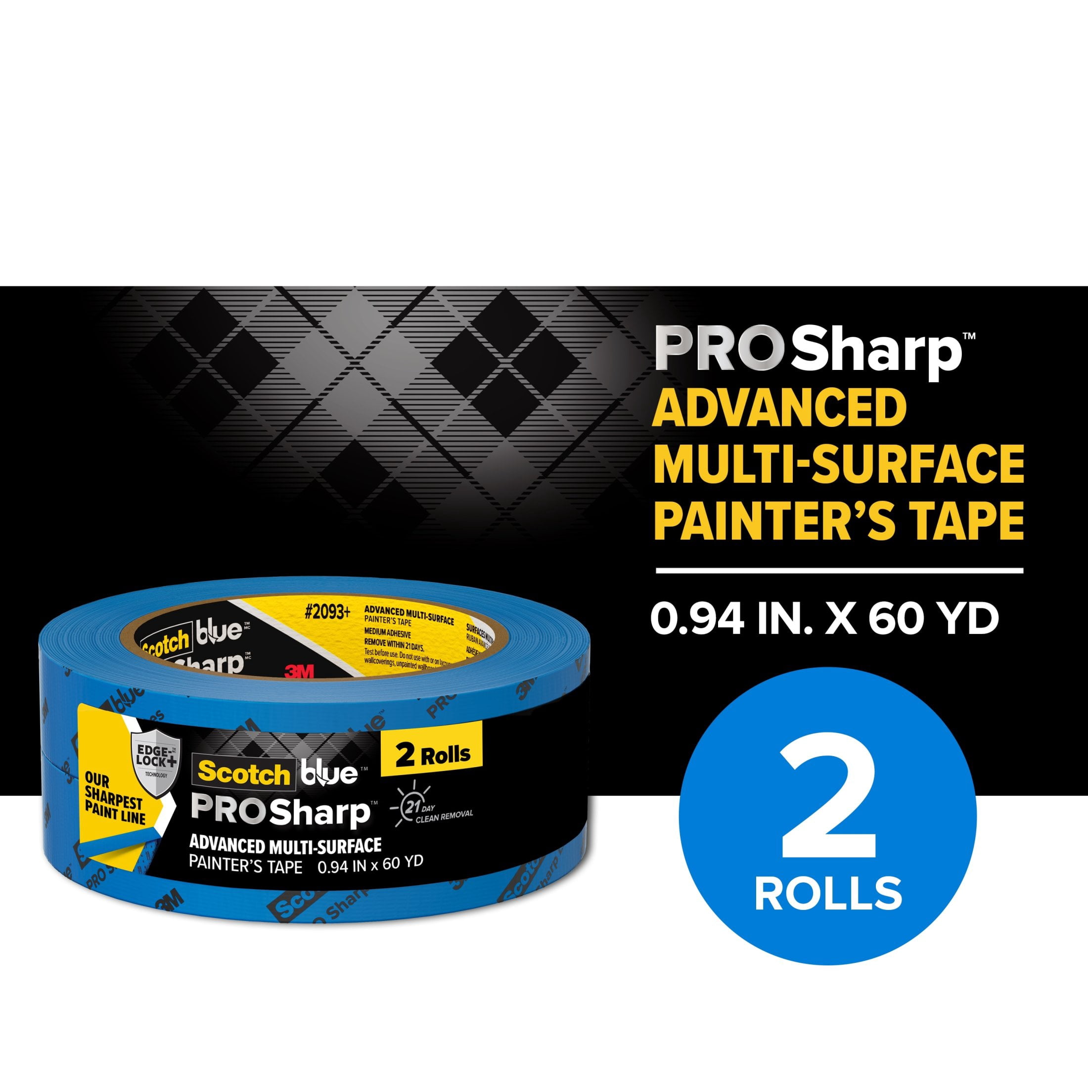 ScotchBlue PROSharp Painter's Tape, Blue, 0.94 in x 60 yd, 2 Rolls