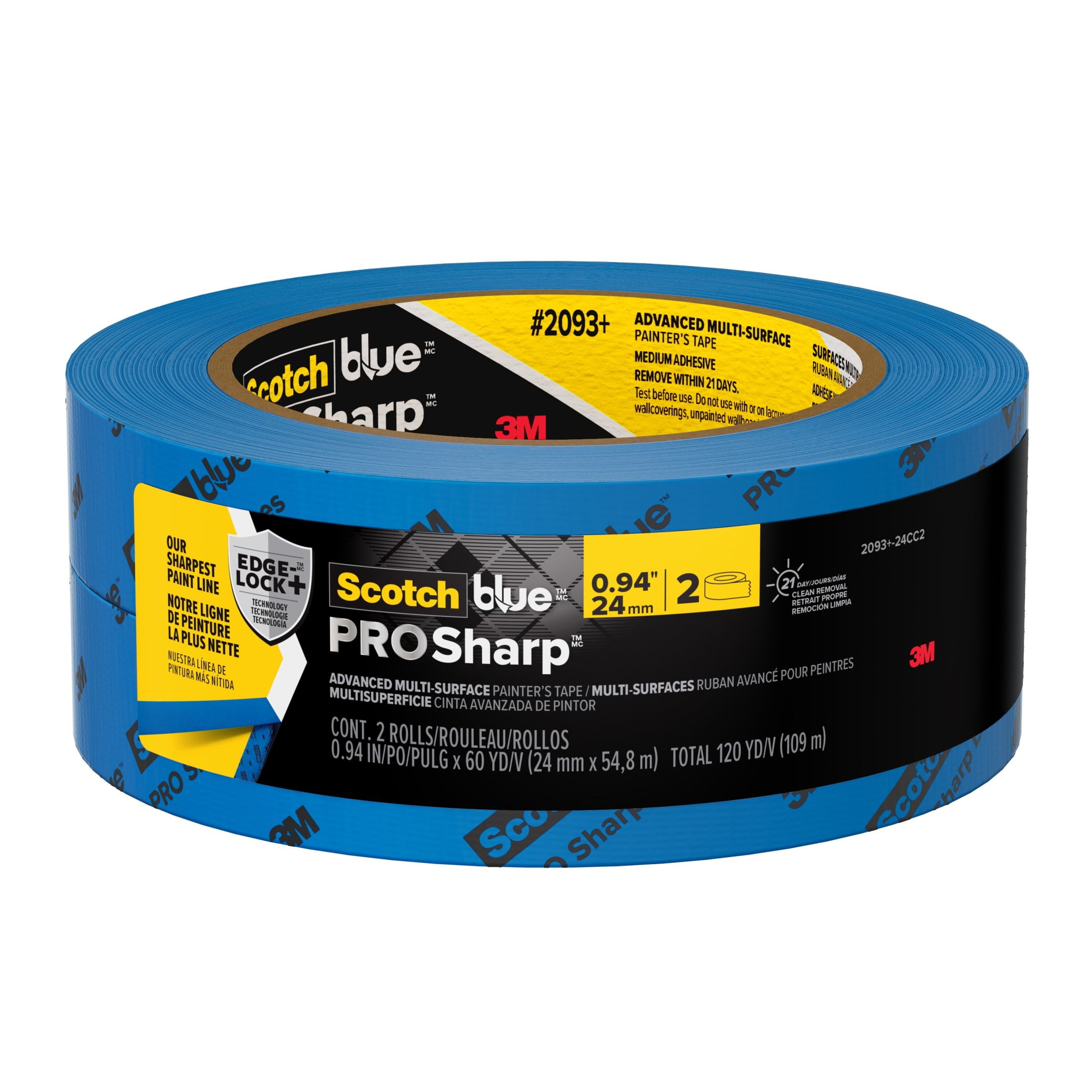 ScotchBlue PROSharp Painter's Tape, Blue, 0.94 in x 60 yd, 2 Rolls