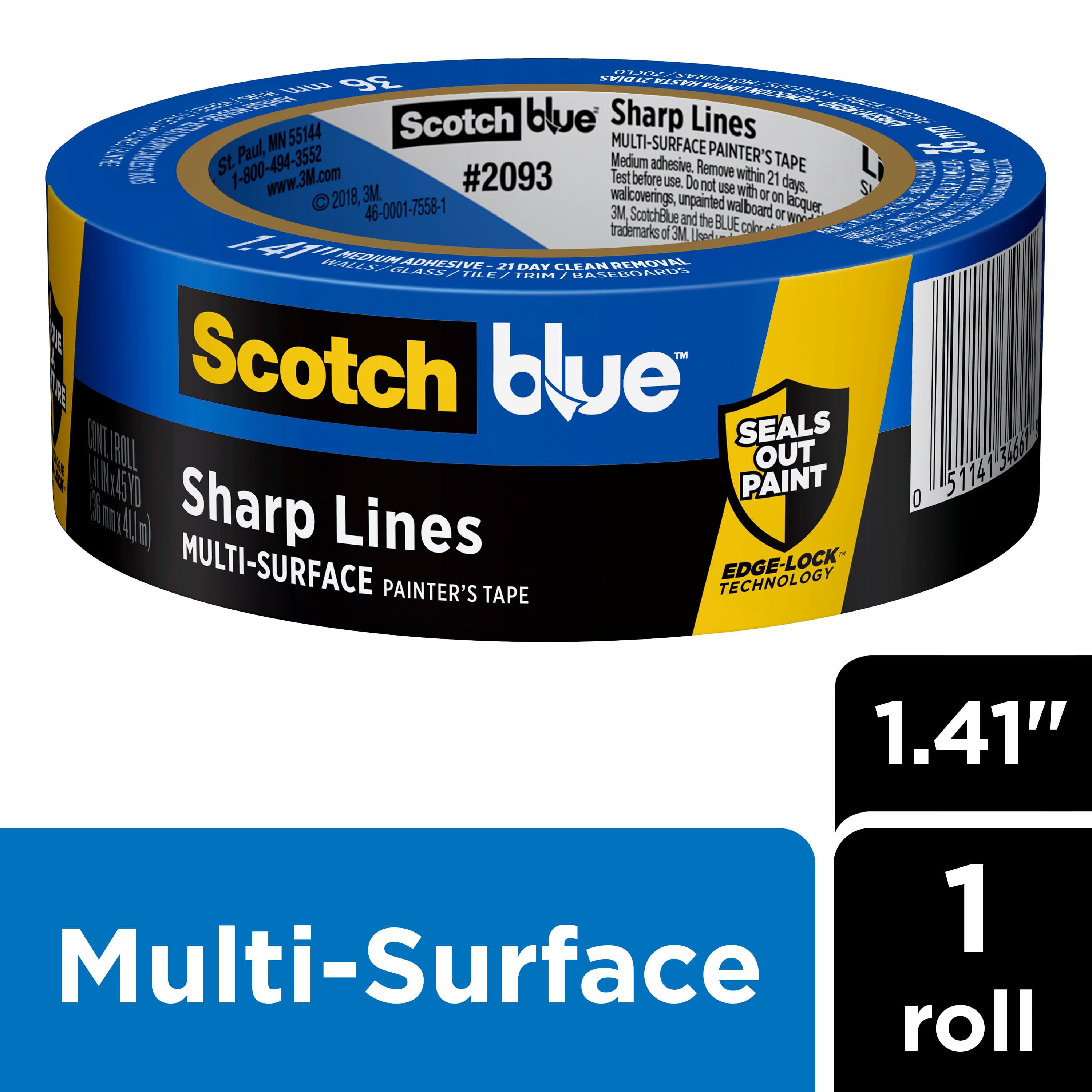 ScotchBlue Painter's Tape Trim and Baseboards with Edge-Lock, Blue, 1 Roll, 1.41" x 45 yds