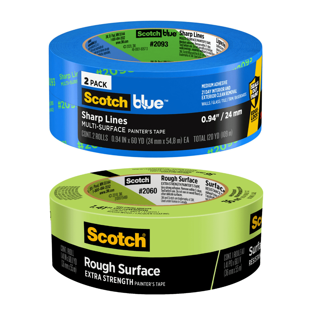 ScotchBlue Painters Tape, 3 Rolls Bundle, Includes 2 Rolls of Sharp Lines 0.94 in x 60 yd, and 1 Roll of Rough Surface 1.41 in x 60 yd