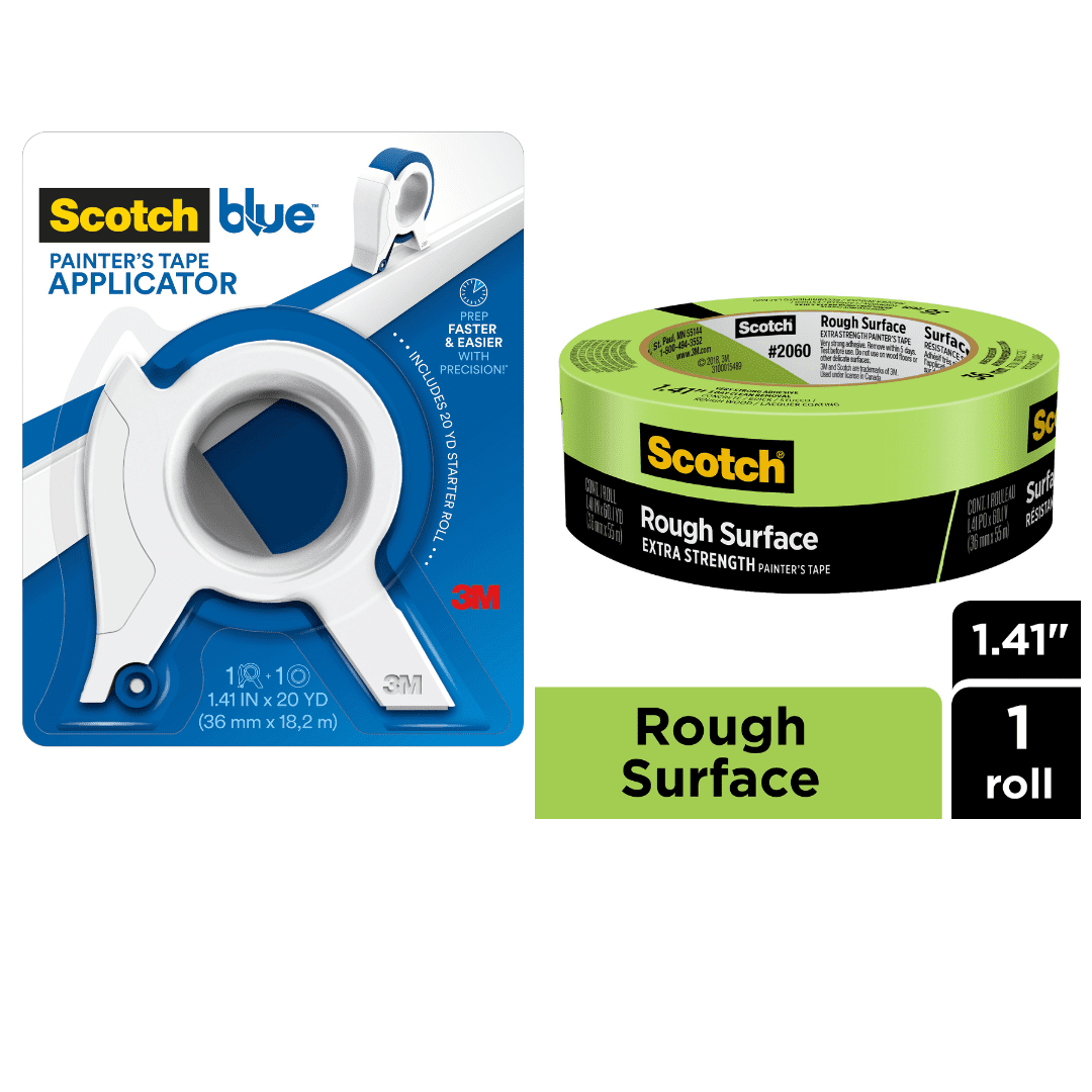 ScotchBlue Painters Tape Applicator, with 1 Blue Starter Roll and 1 Rough Surface Roll, 1.41 in