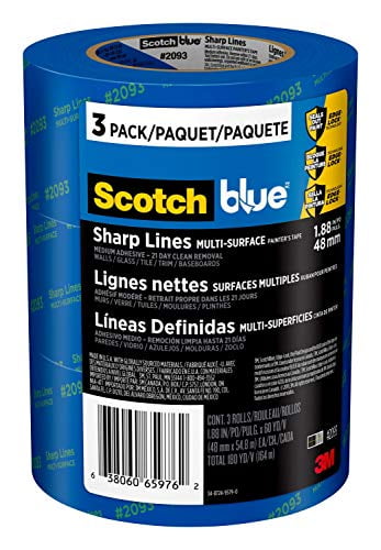 ScotchBlue Sharp Lines Painter's Tape, 1.88 inch x 60 yard, 3 Rolls
