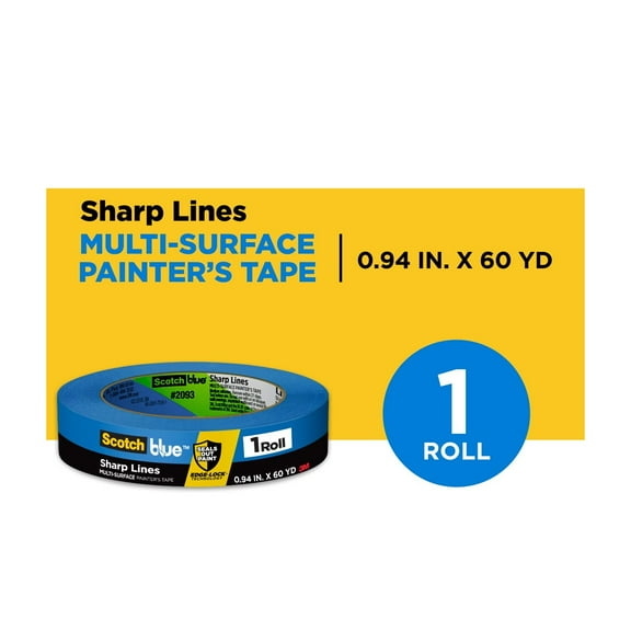 ScotchBlue Sharp Lines Painter's Tape, Blue, 0.94 in x 60 yd, 1 Roll